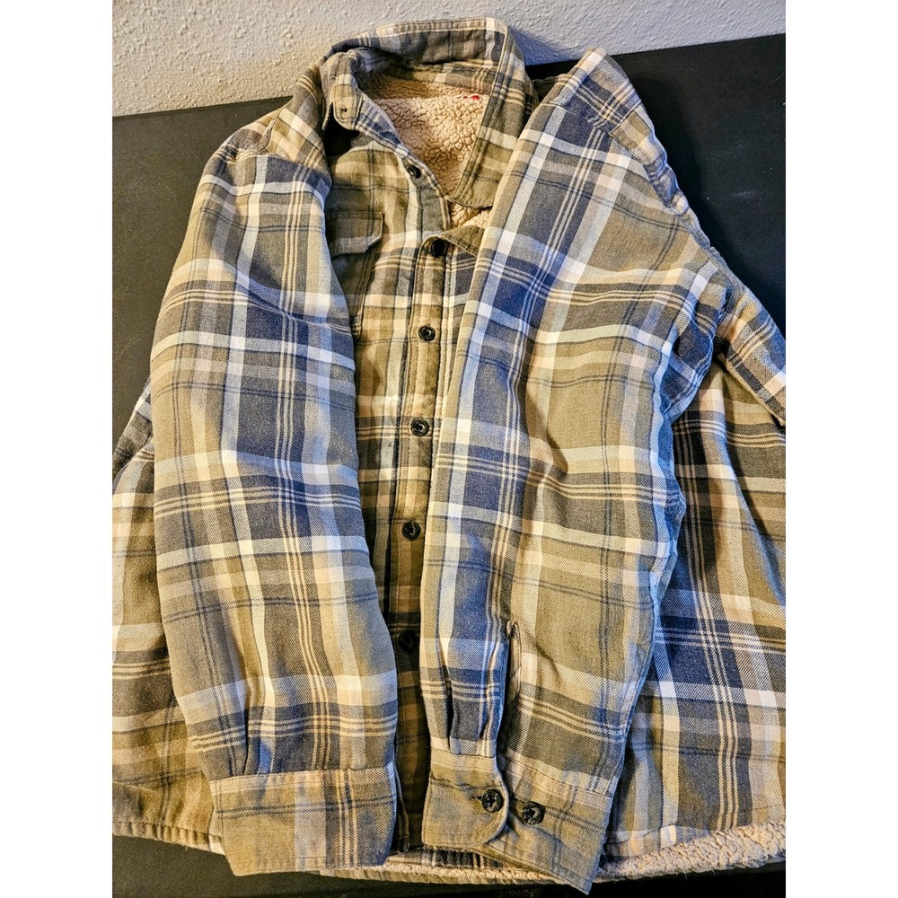 Wrangler Men's XL Jean Jacket. Flannel. Blue Tan Green. Pretty Owned.